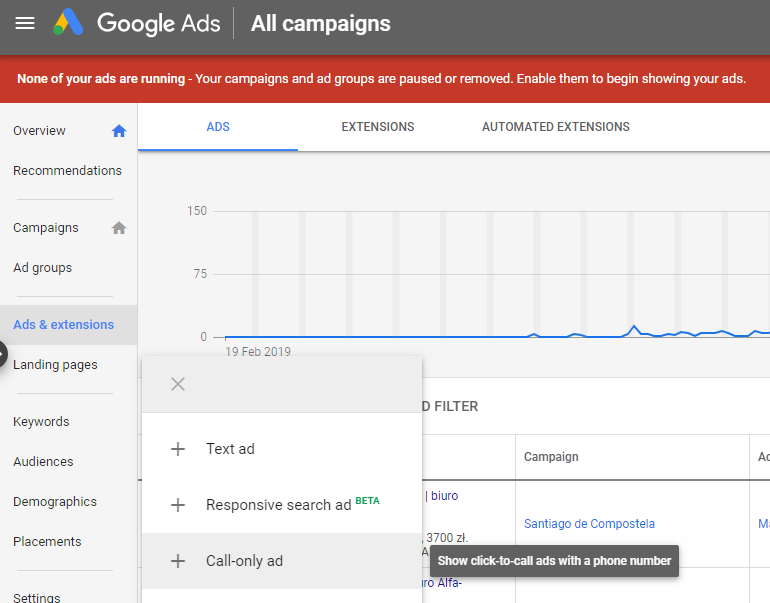 Google Ads with Call-only option